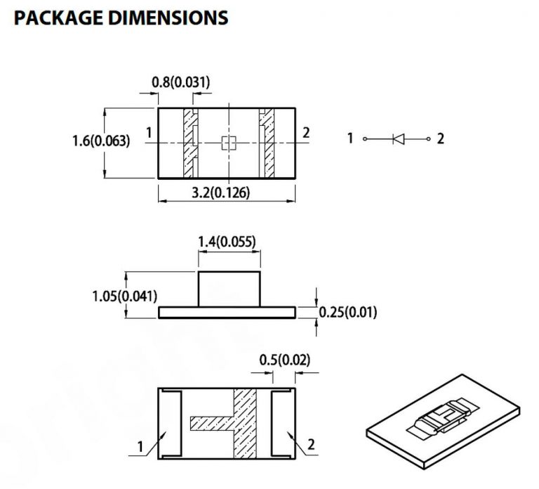 Schematic 1mm Height Smd Led Can Be Placed Upside Down