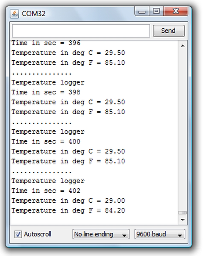 Temperature logger using arduino