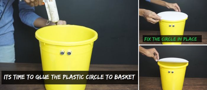 Place the Plastic Circle DIY Smart Dustbin With Arduino