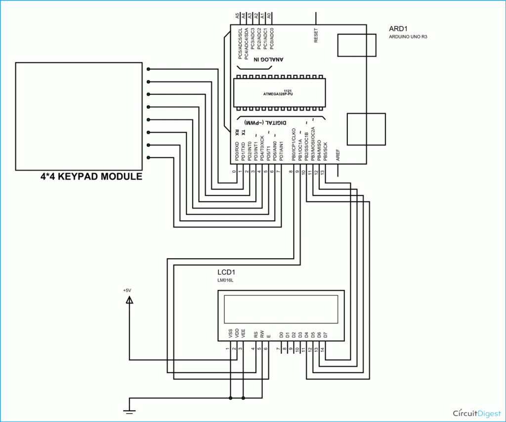 Schematic Keypad Interfacing with Arduino Uno