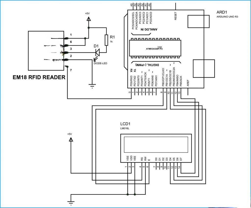 Schematic RFID Interfacing with Arduino