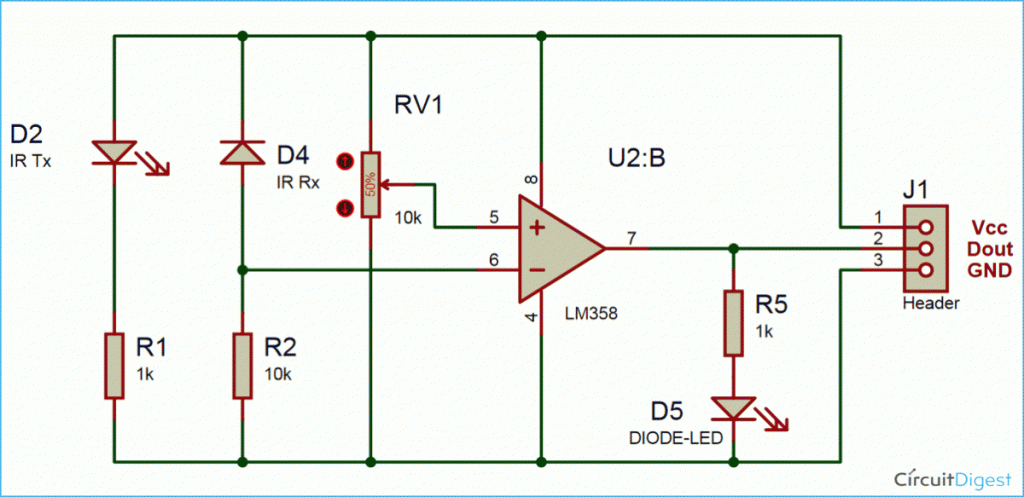 Circuit of Automatic Room Light Controller with Bidirectional Visitor Counter