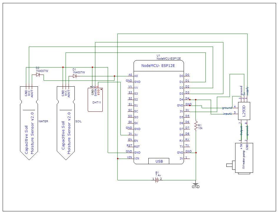 Circuit Diagram of Self Watering Smart Pot