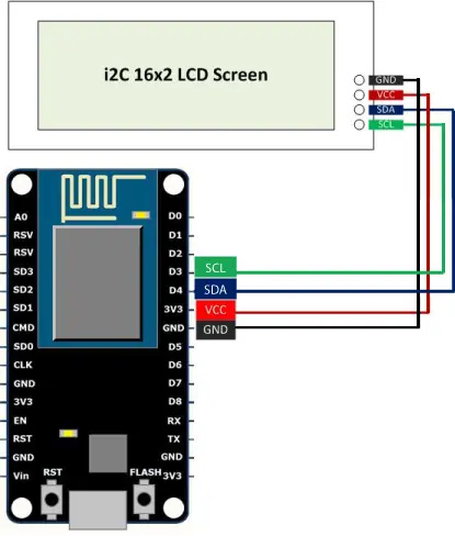 Step 2 Interface I2C LCD Using NodeMCU