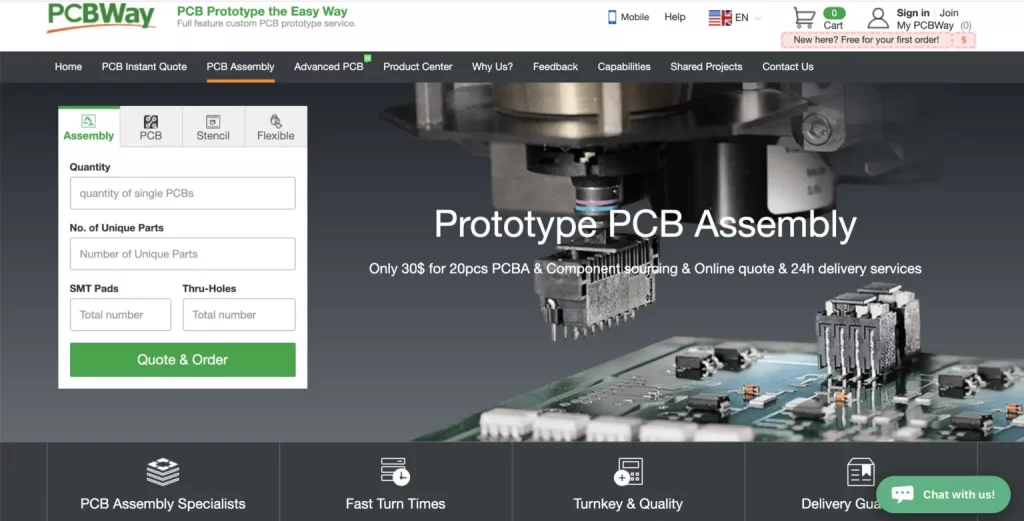 PCBWay also runs an In-house PCB Assembly service (PCBA)