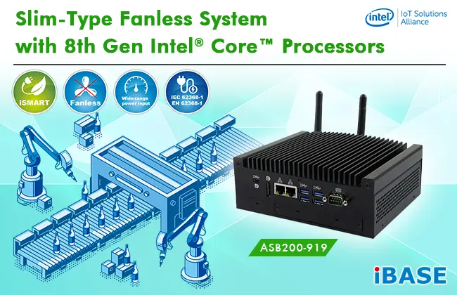 Ibase Rolls Out Slim-type Fanless System With 8th Gen Intel® Core™ Processors